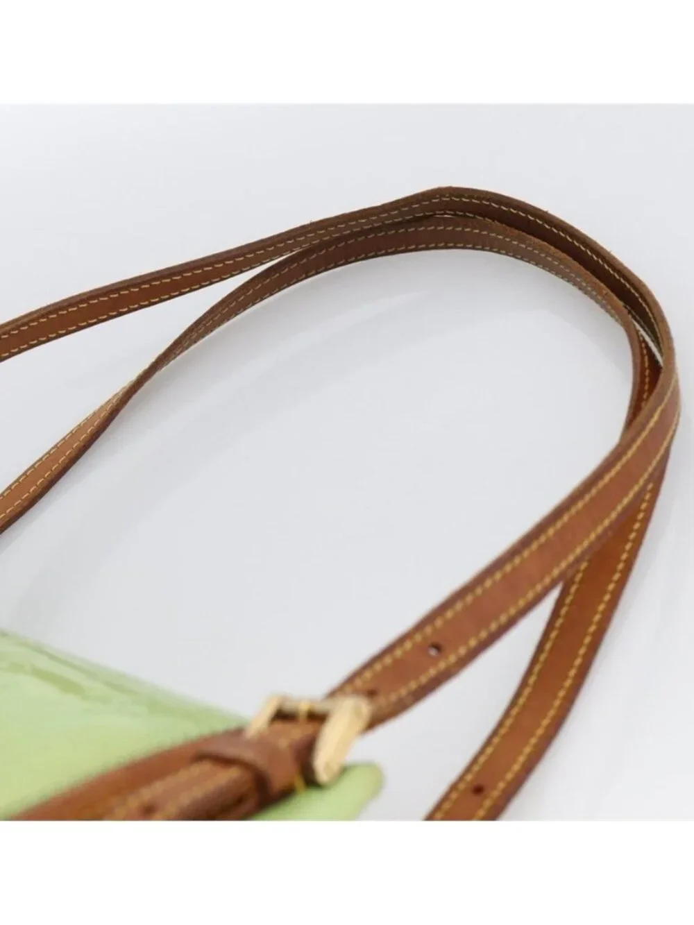 Authentic LOUIS VUITTON Vernis Biscayne Bay GM Shoulder Bag Peppermint M91285